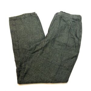 FLAX Olive Green Black Houndstooth Checker Linen High Rise Vintage Tapered Pants
